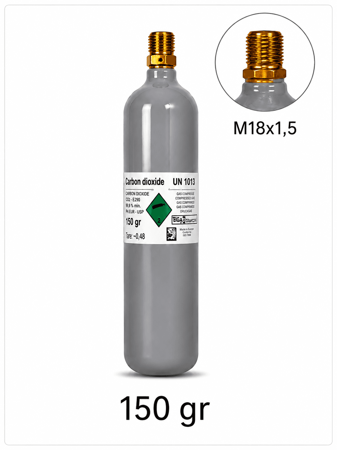 Butelie CO₂ panou M18x1.5 - 150 g